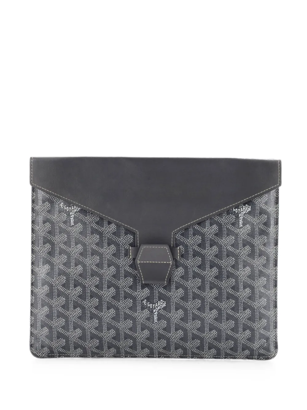 Pre-owned Goyard Camondo Horizontal Ii Coated Canvas Mm Clutch Bag In Grey