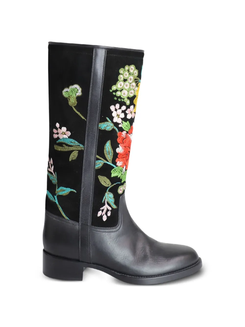 Etro Vintage floral-embroidered knee-high boots - Schwarz