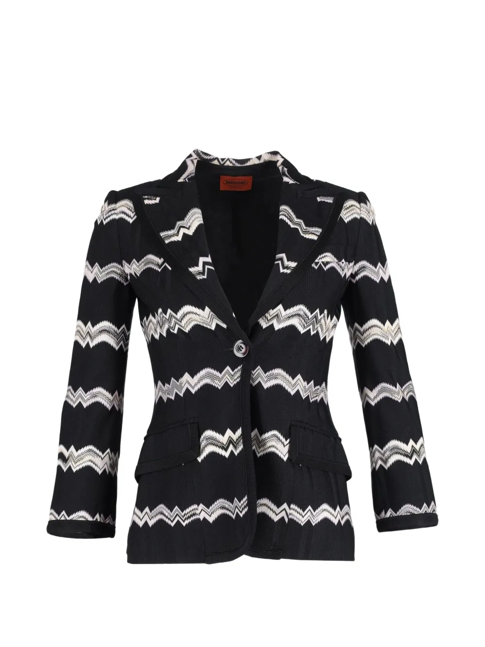 Pre-owned Missoni Zigzag-print Single-breasted Blazer In Black