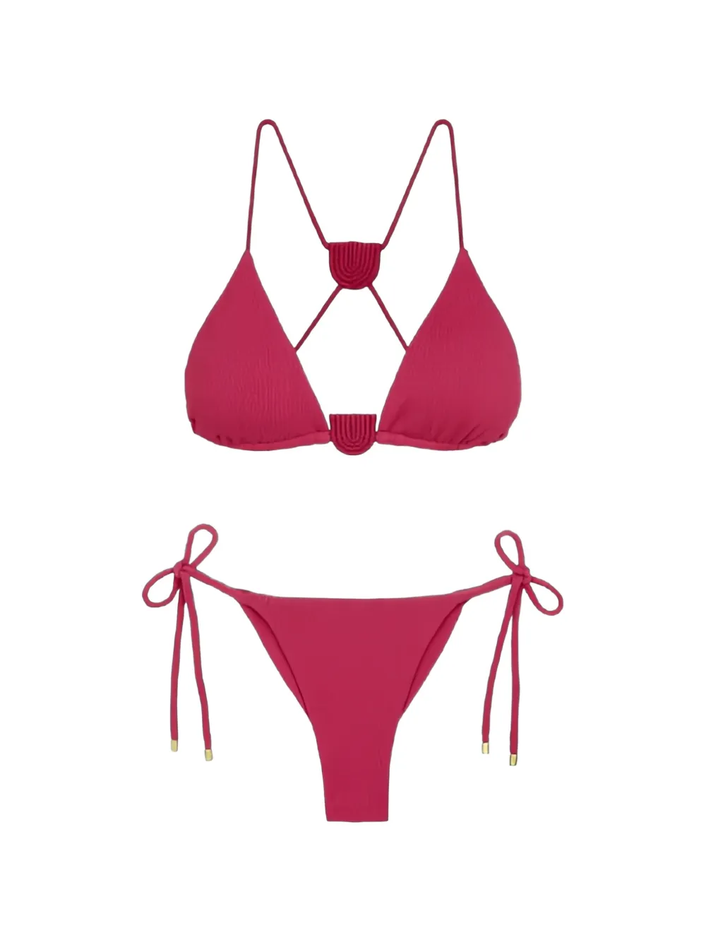 Vix Paula Hermanny Firenze Yara Textured-finish T-back Bikini Top In Red