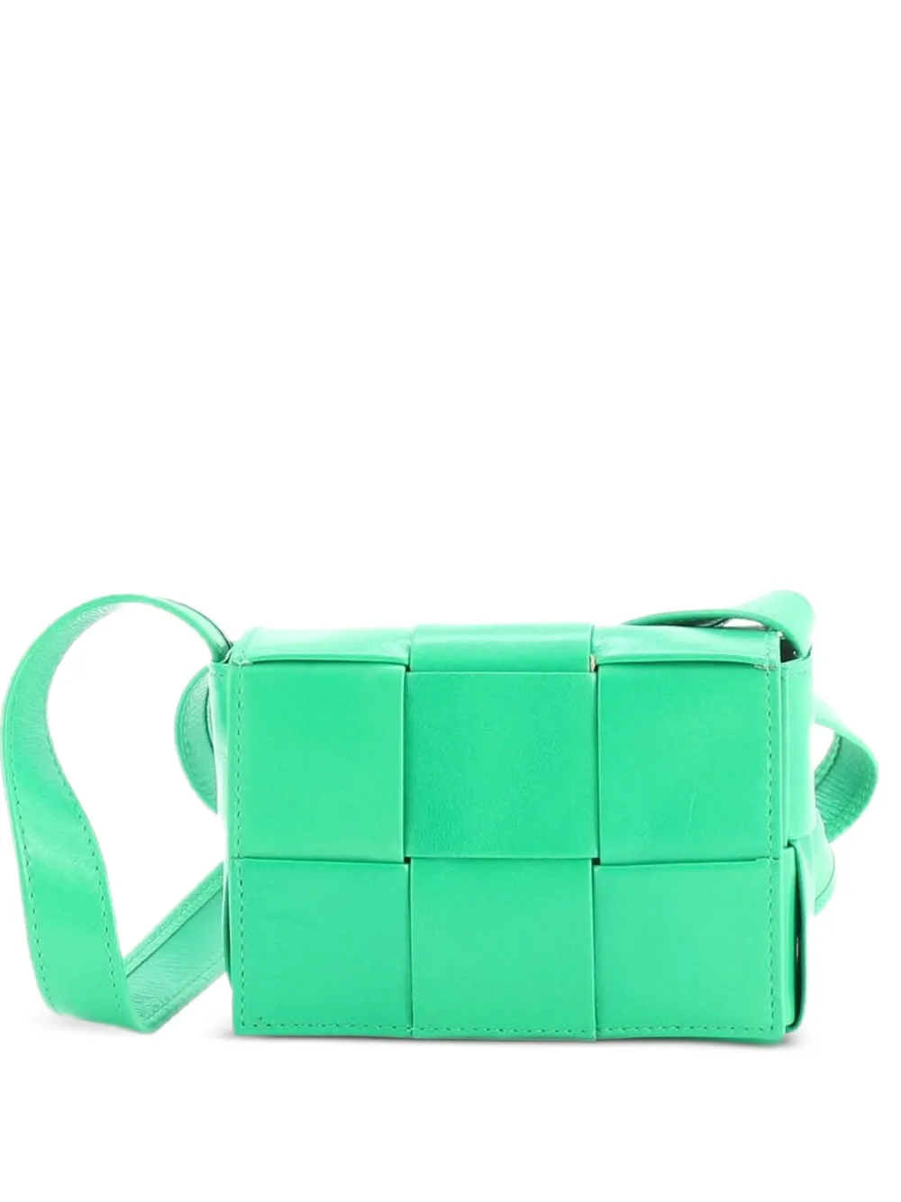 Bottega Veneta Pre-Owned Cassette Maxi Intrecciato Leather Candy crossbody bag - Grün