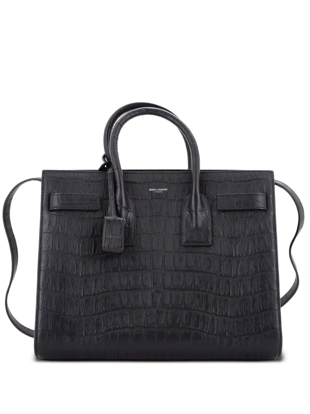 Saint Laurent Pre-Owned Kleine Sac de Jour NM Satchel-Tasche mit Kroko-Prägung - Schwarz