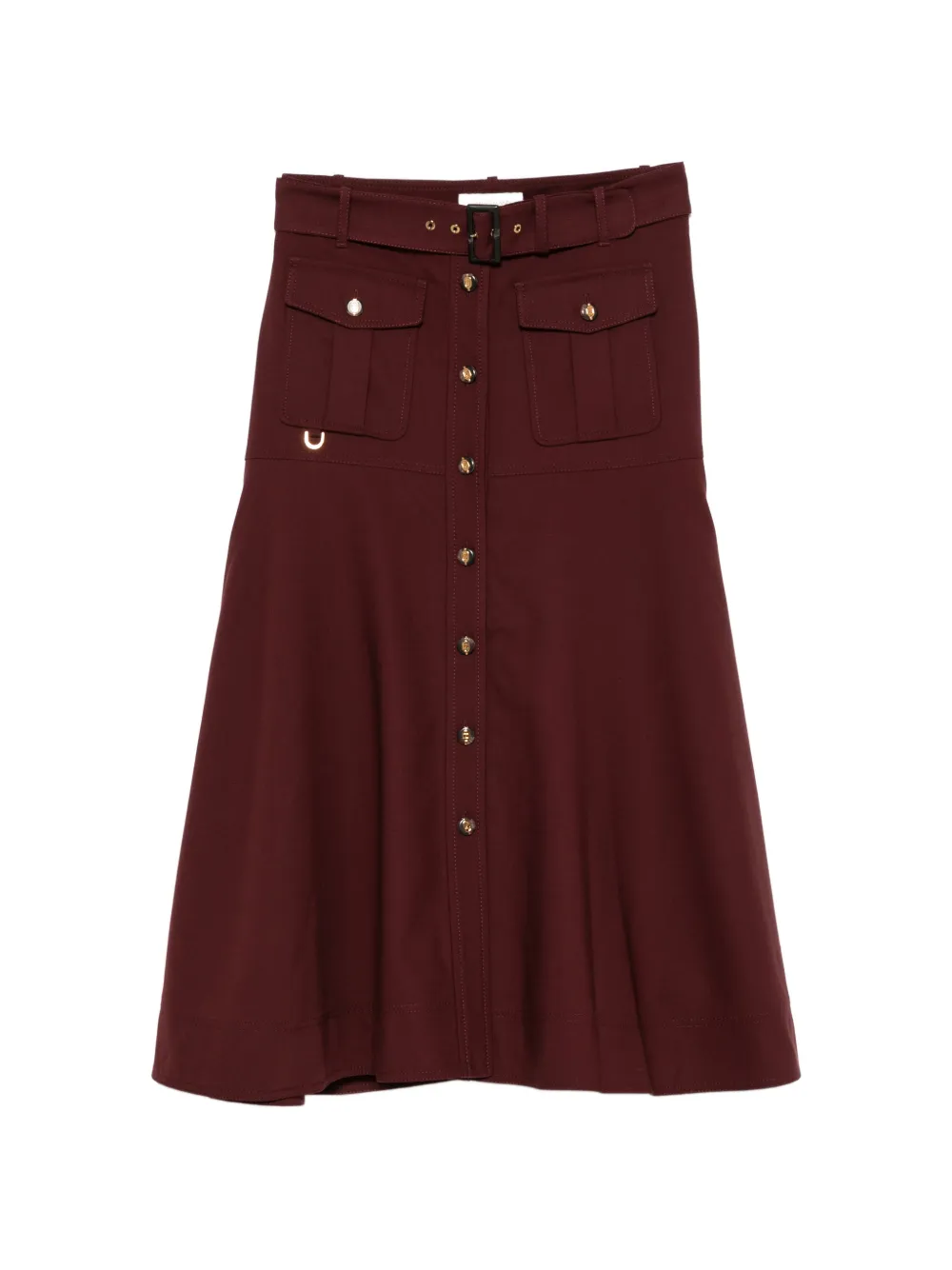 ZIMMERMANN belted button-front midi skirt - Rosso