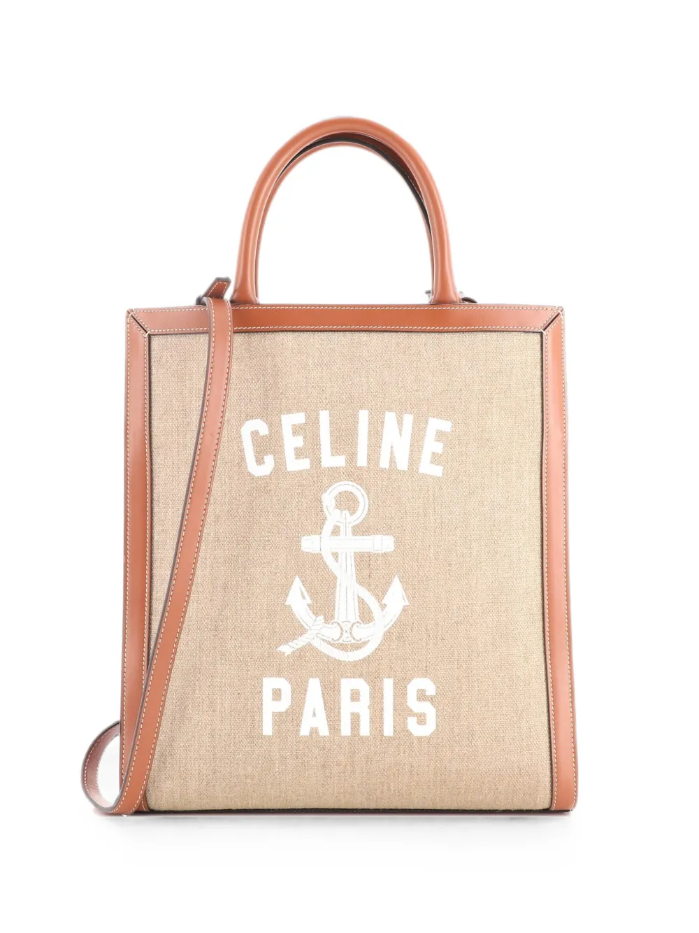Celine Pre-Owned Vertical Cabas Printed Canvas and Leather Small tote bag - Brown
