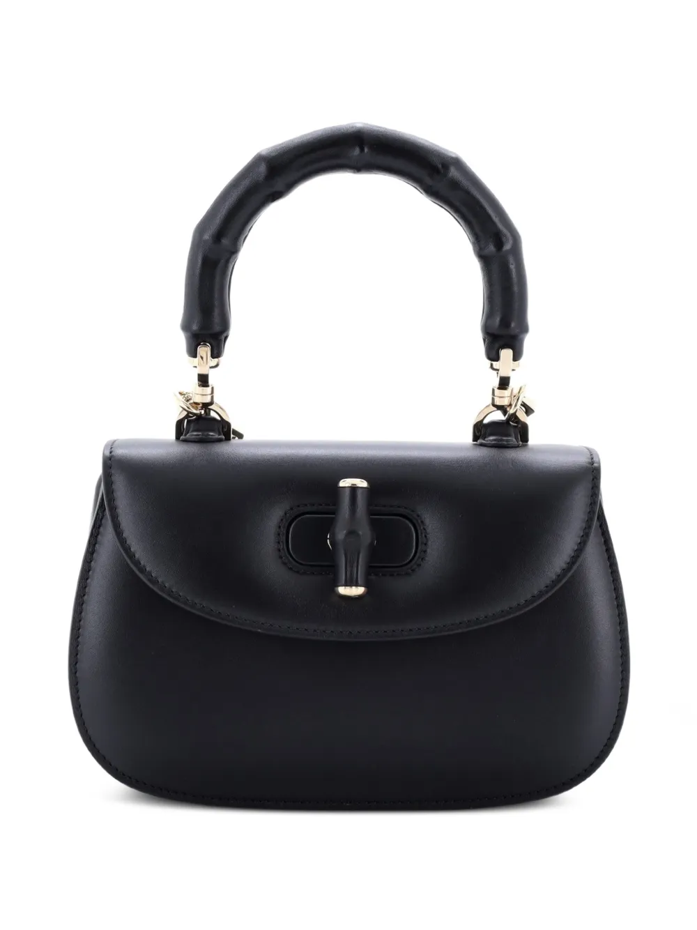 Gucci Pre-Owned Kleine Bamboo 1947 Satchel-Tasche aus Leder - Schwarz