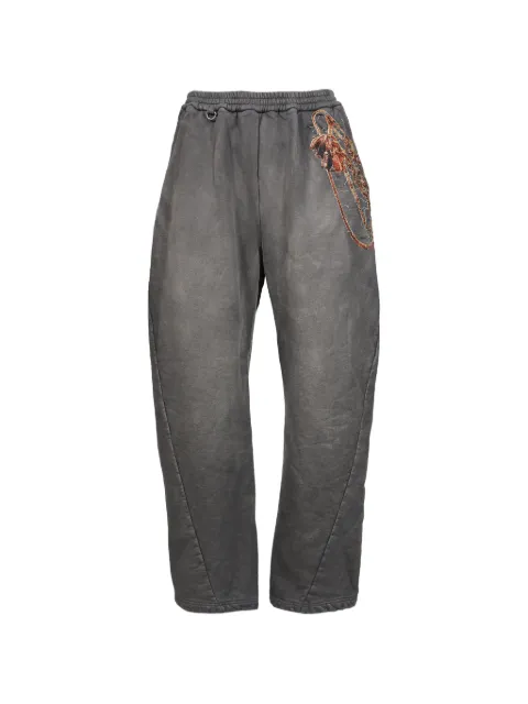 Doublet Trompe L’oeil embroidery-detail cotton track pants