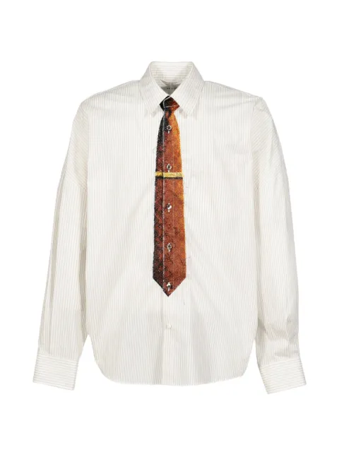 Doublet Tromp L'oeil tie-print striped cotton shirt