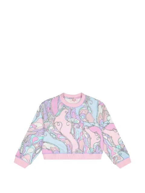 PUCCI Junior Orchidee abstract-print raglan-sleeve cotton sweatshirt