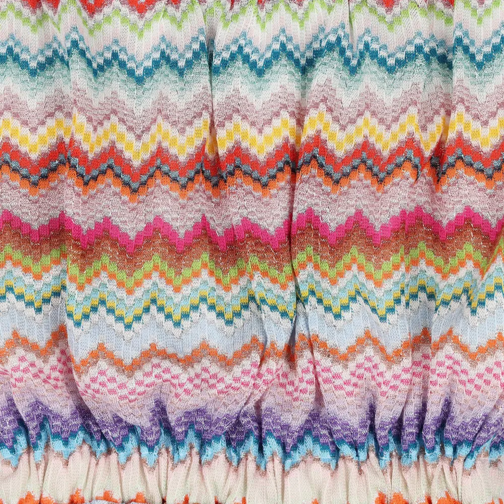 Missoni Kids Katoenen jurk met elastische taille en zigzag-breiwerk Roze