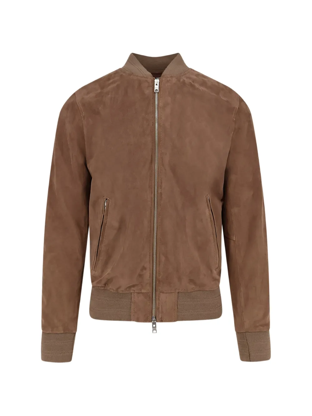 D Four Ribbed-trim Zip-up Suede Bomber Jacket In Brown