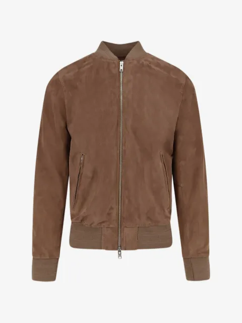 D-FOUR chaqueta bómber de ante con ribete de canalé y cremallera