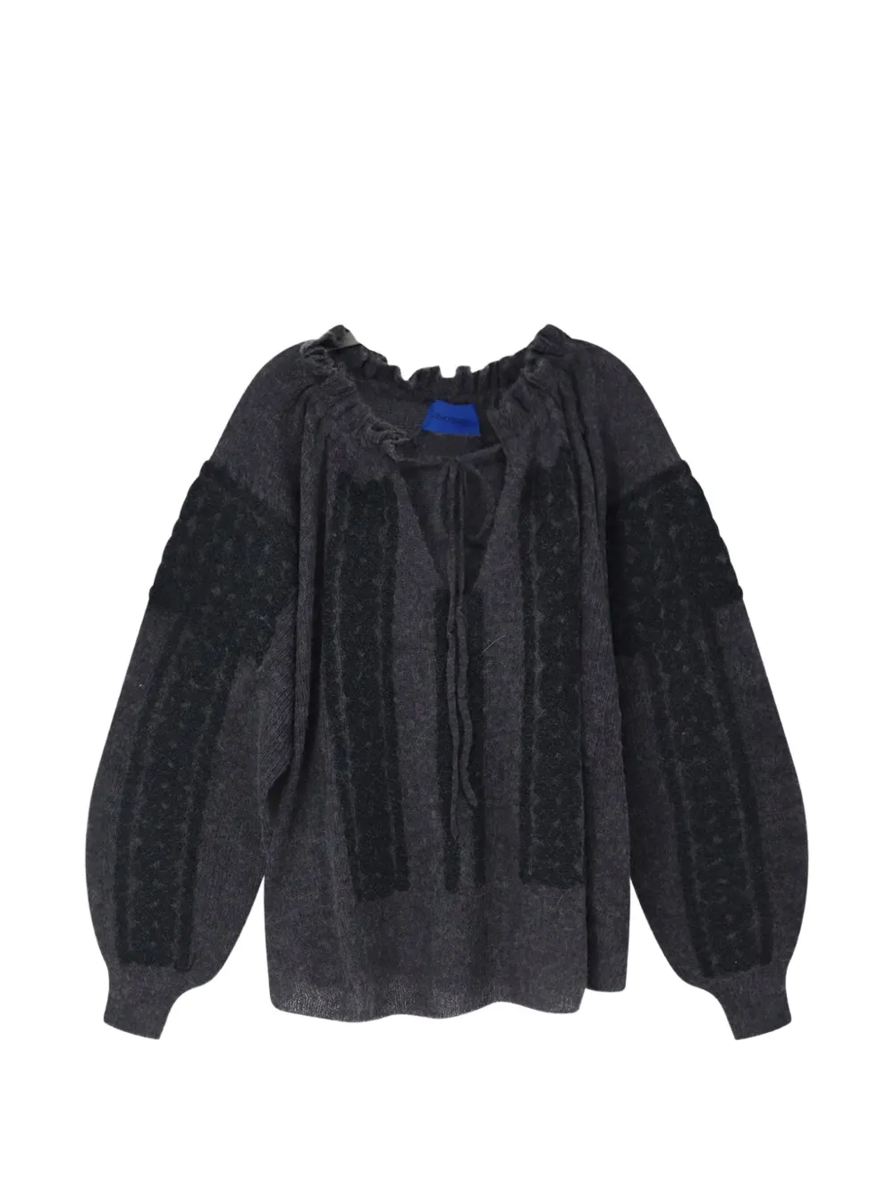 Mes Demoiselles ruffled tie-fastening top Grijs