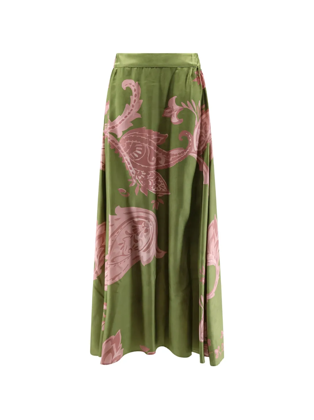 CO.GO Arabesque-print silk skirt - Verde