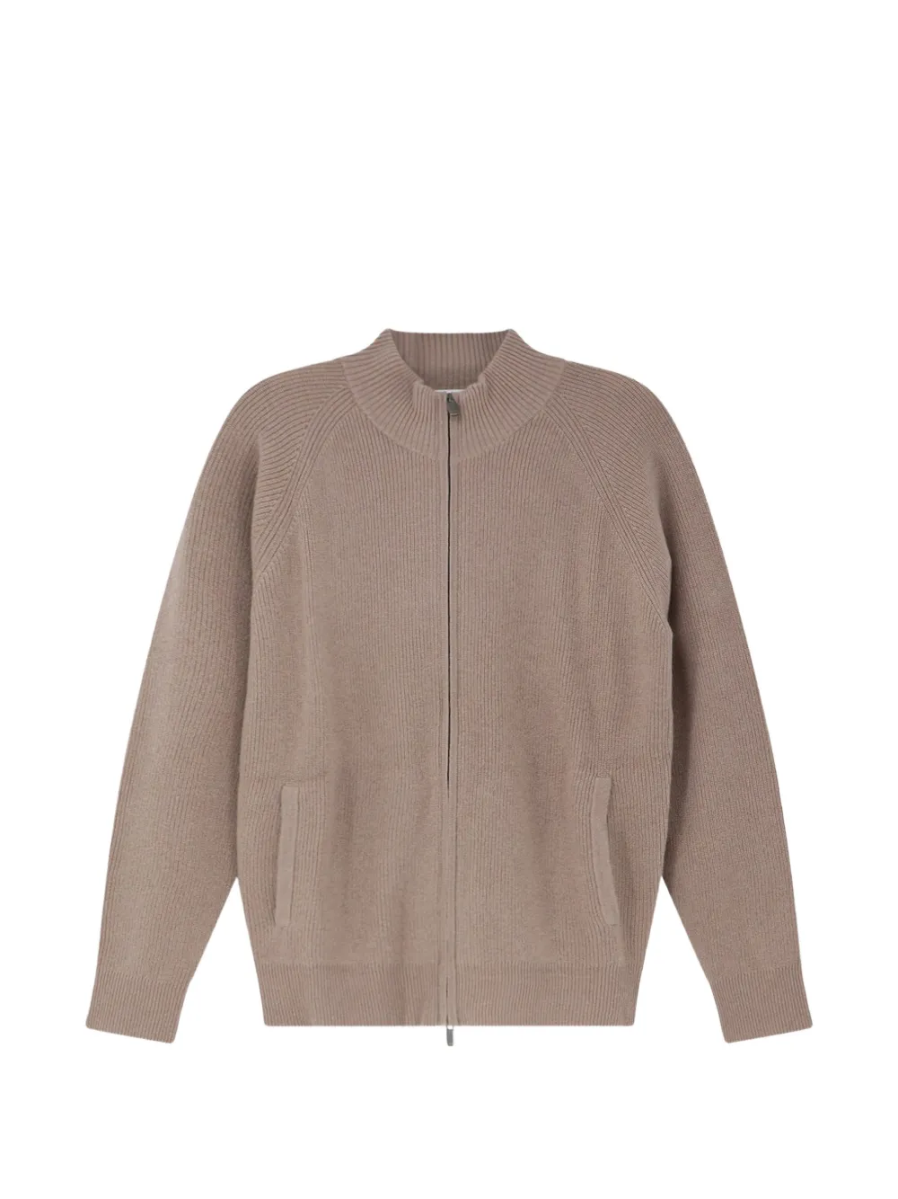 Bramani Cashmere ribbed-knit zip-up cardigan - Nude