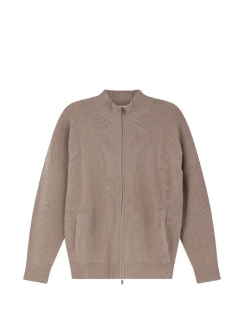 Bramani Cashmere ribbed-knit zip-up cardigan