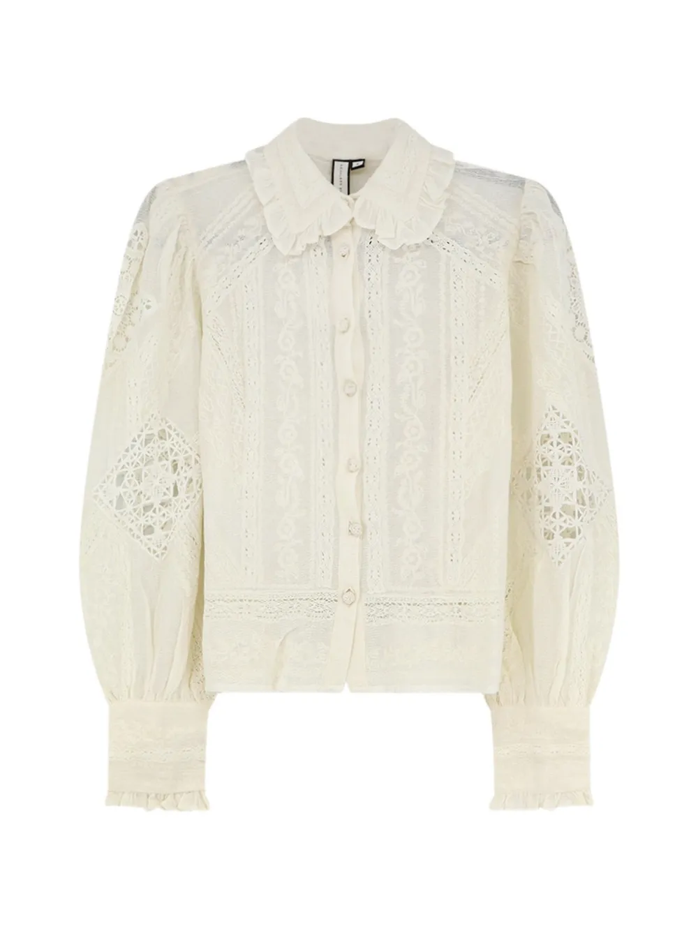 SCARLETT POPPIES lace-detail embroidered top