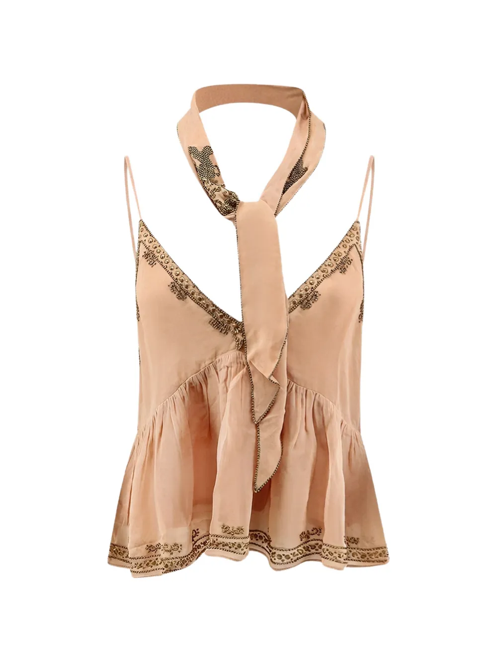 SCARLETT POPPIES Hedvig bead-embellished halterneck top