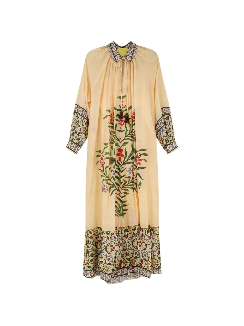 Philippa 1970 Palmira Floral-print Drawstring Maxi Dress In 中性色