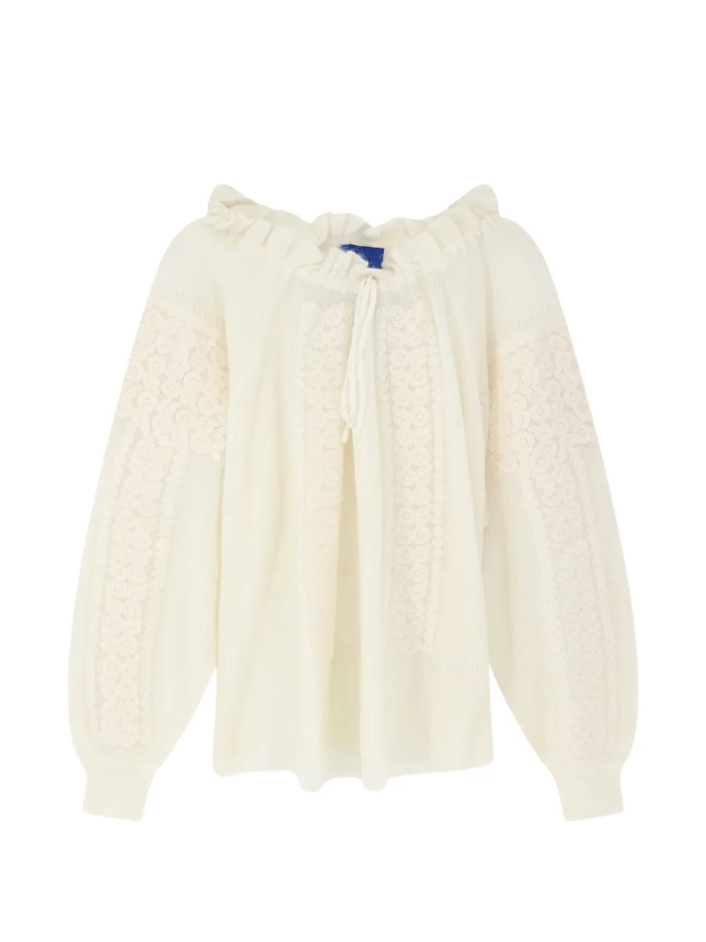 Mes Demoiselles Appi ruffled crochet-knit sweater - Tons neutres Mes Demoiselles Appi ruffled crochet-knit sweater - Tons neutres