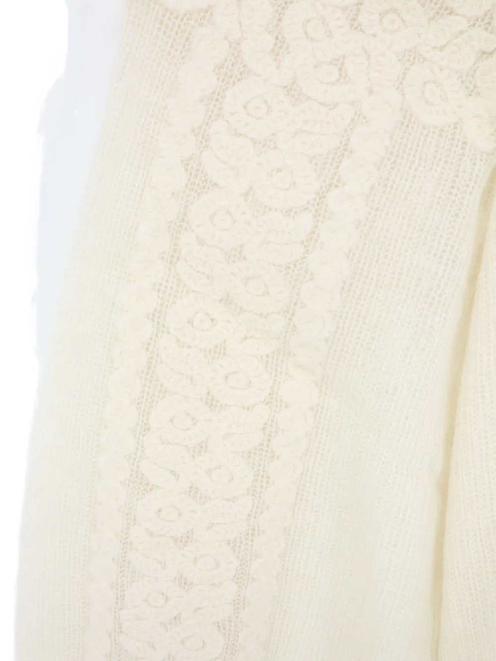 Mes Demoiselles Appi ruffled crochet-knit sweater Beige