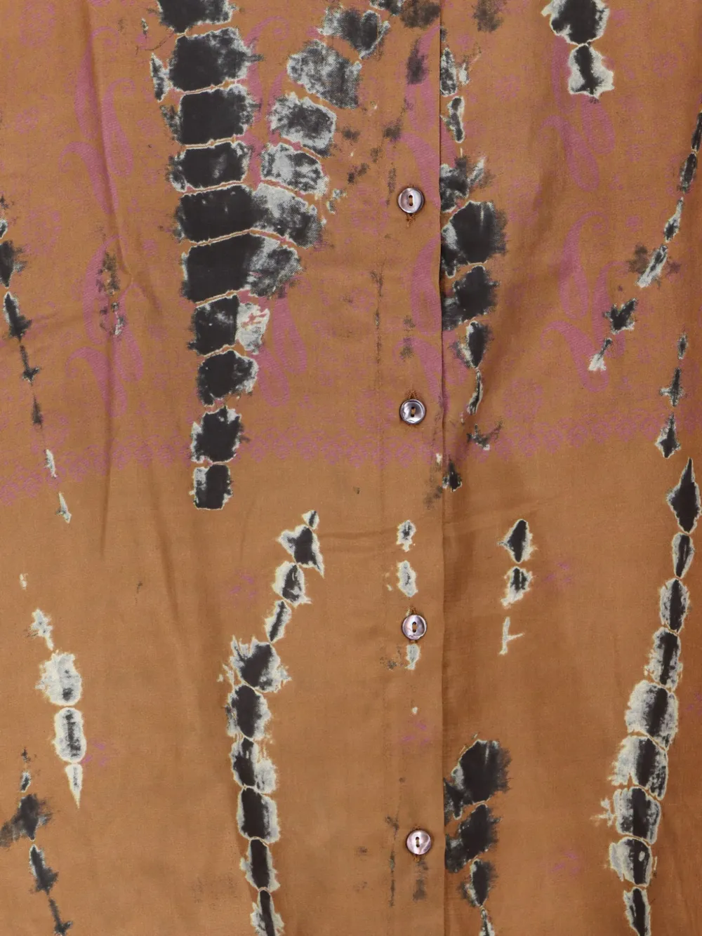 Mes Demoiselles Button-up blouse met tie-dye-print Bruin