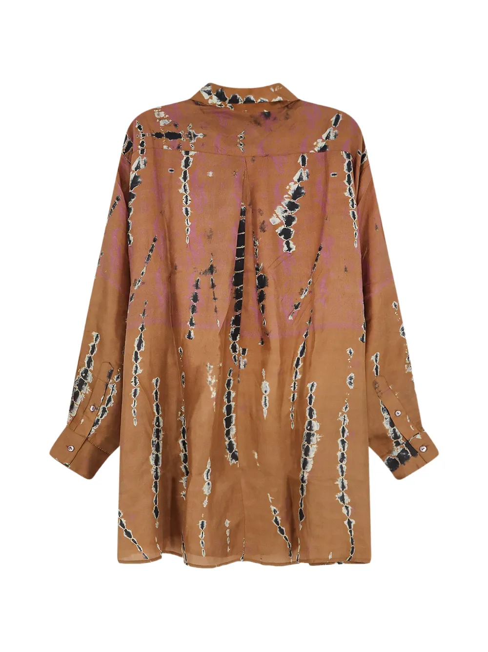 Mes Demoiselles Button-up blouse met tie-dye-print Bruin