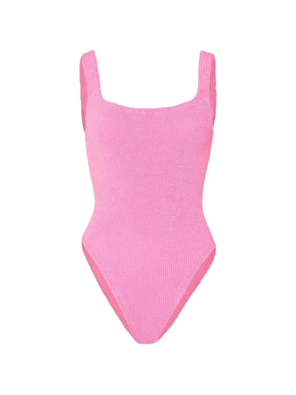 Hunza G crinkle-effect square-neck swimsuit - Rosa