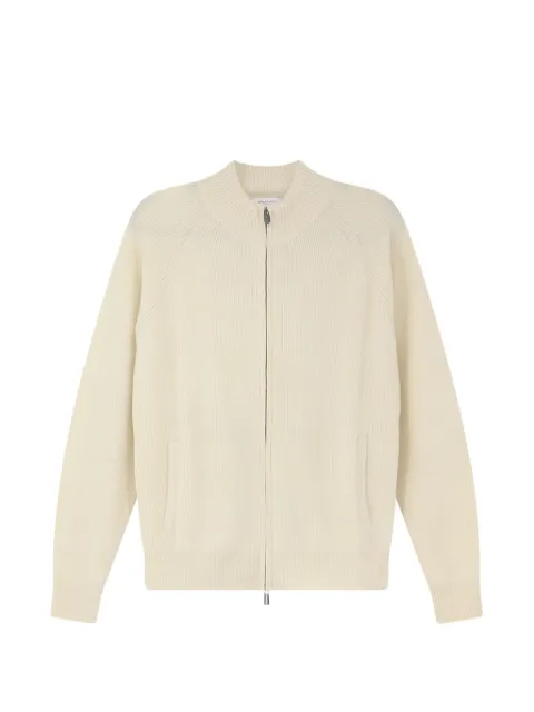Bramani Cashmere ribbed-knit zip-up cardigan