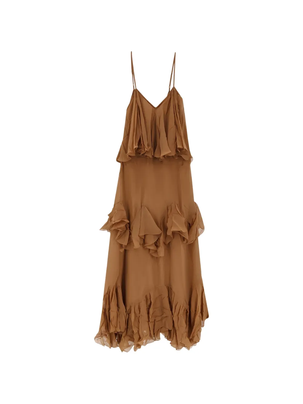 Mes Demoiselles Calimera ruffled V-neck maxi dress - Brown