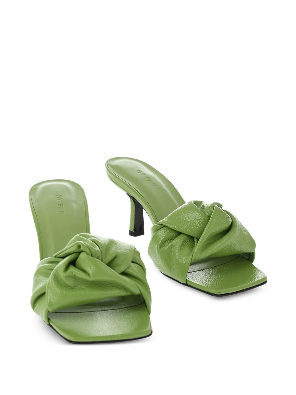 BY FAR Lana knotted leather mules Groen