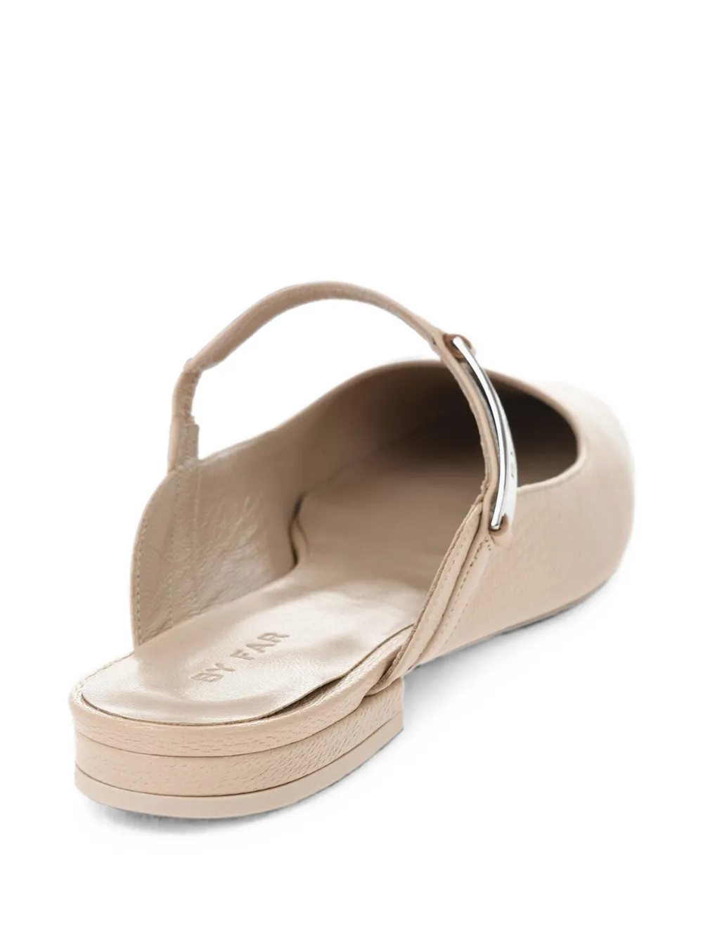 BY FAR Etta logo-plaque mules Beige