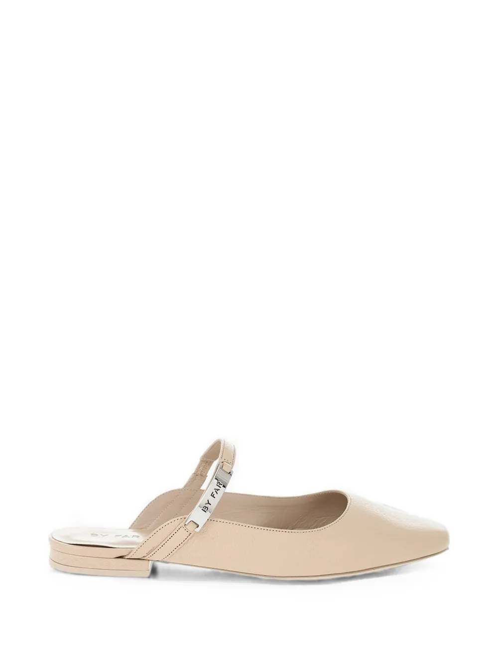 By Far Etta Logo-plaque Mules In Nude