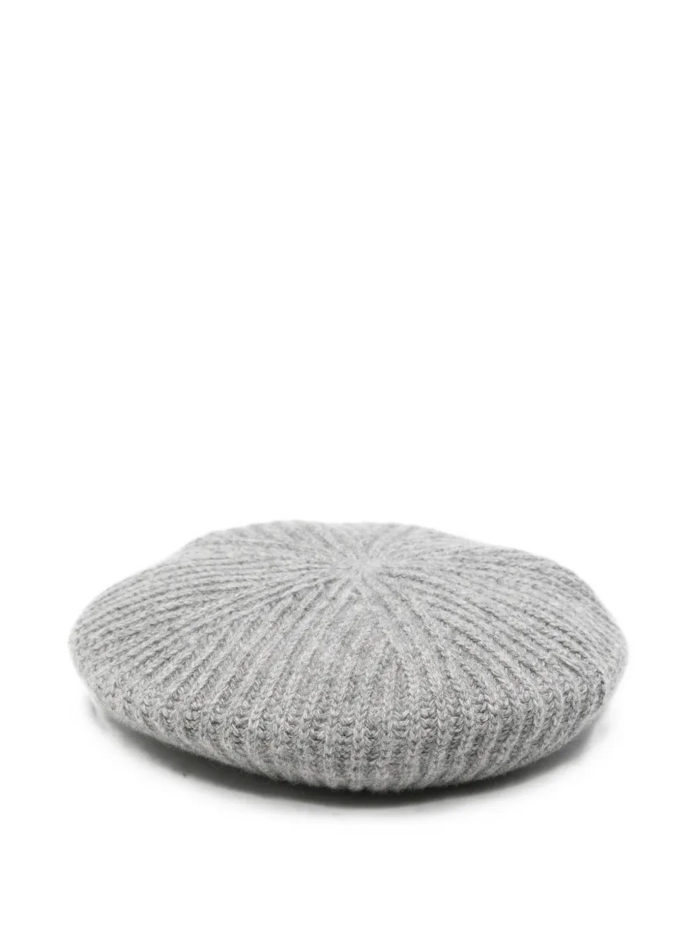 Miu Miu logo-embroidered ribbed-knit beret - Grigio