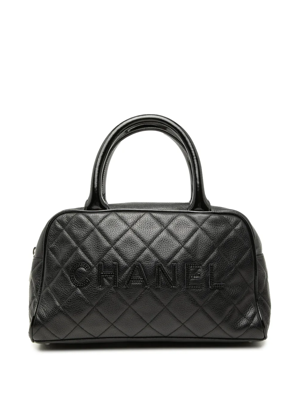 CHANEL Pre-Owned 2000-2002 Quilted Caviar Bowler handbag - Nero