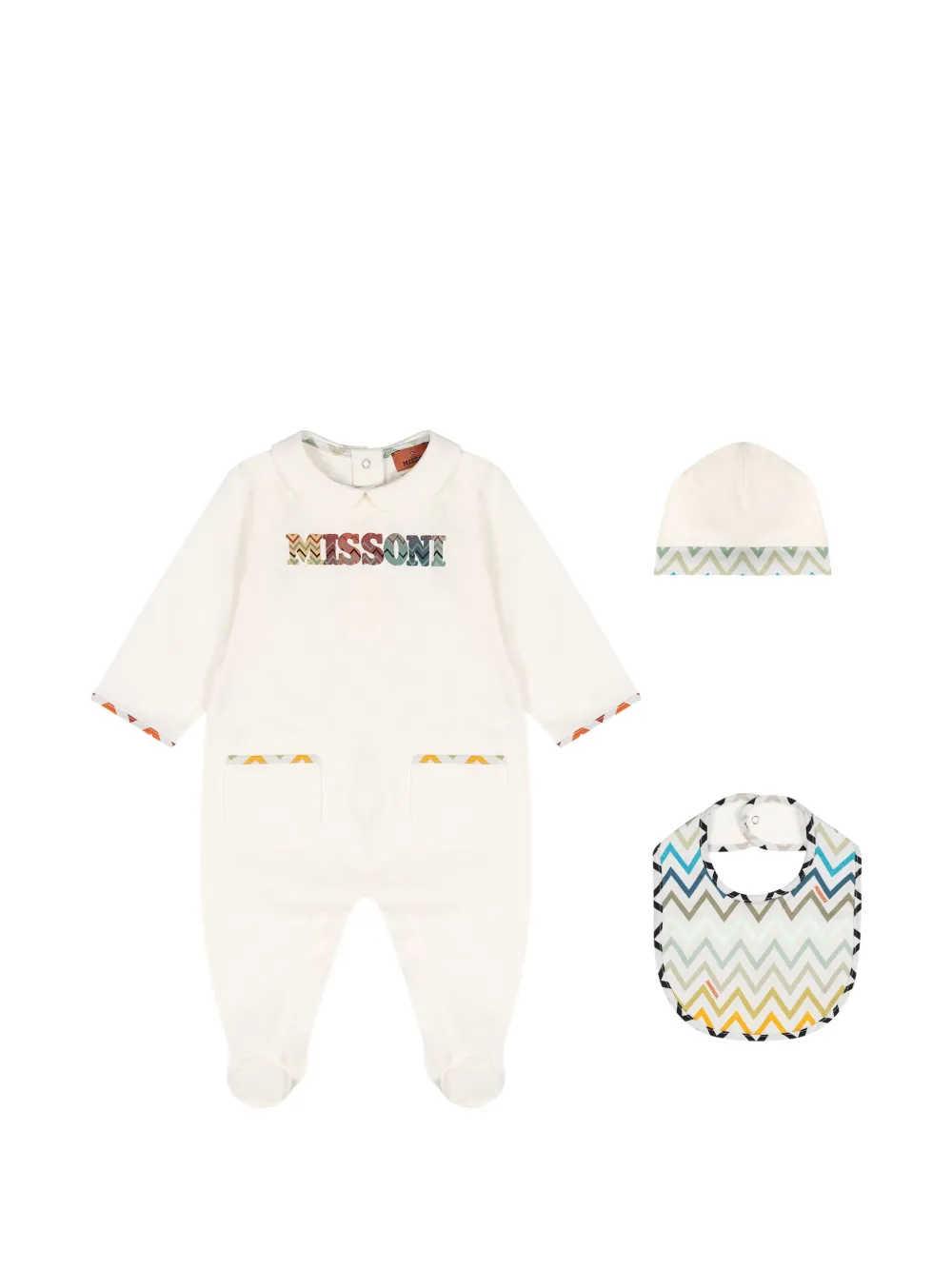 Missoni Kids logo-embroidered babygrow set - Nude