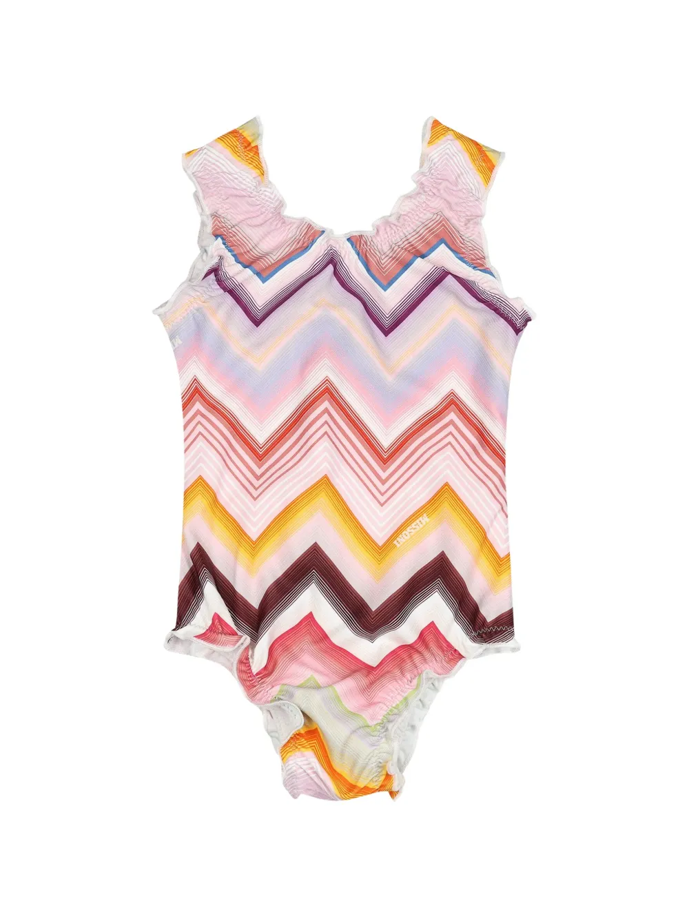 Missoni Kids zigzag ruffled swimsuit - Rosa