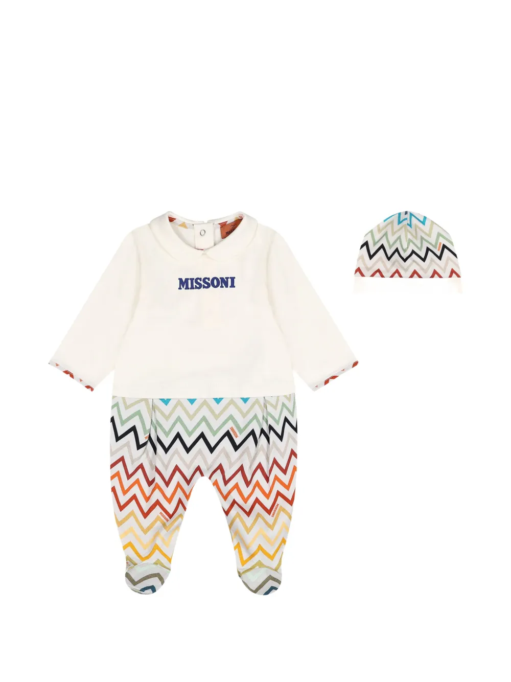 Missoni Kids Strampler-Set mit Zickzack-Print - Weiß