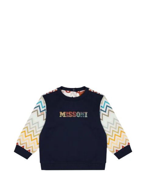 Missoni Kids zigzag-print logo-patch sweater