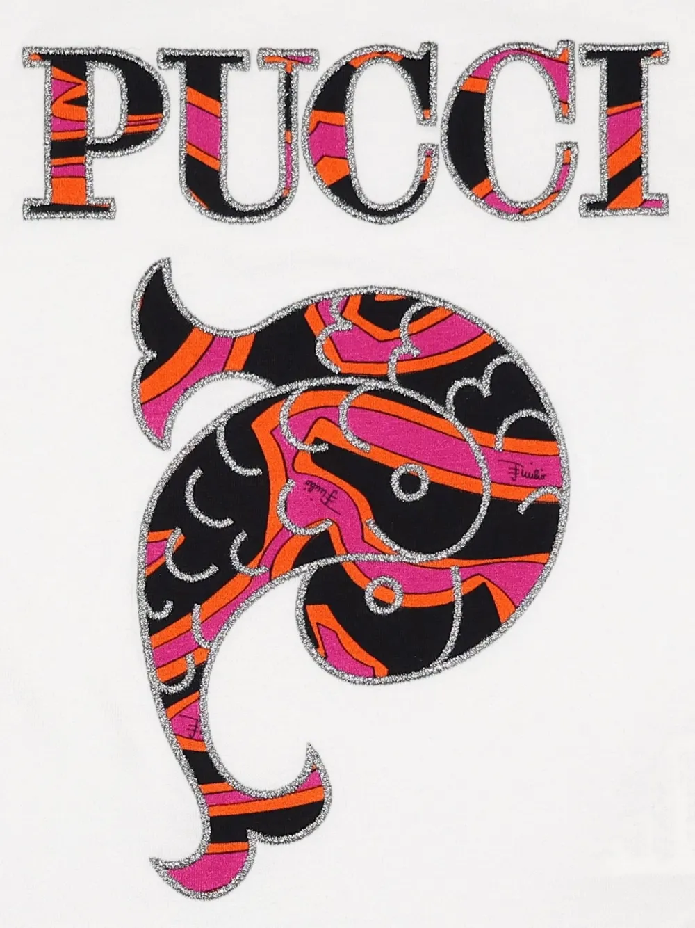 PUCCI Junior T-shirt met logo-print en Pesci-patroon Wit
