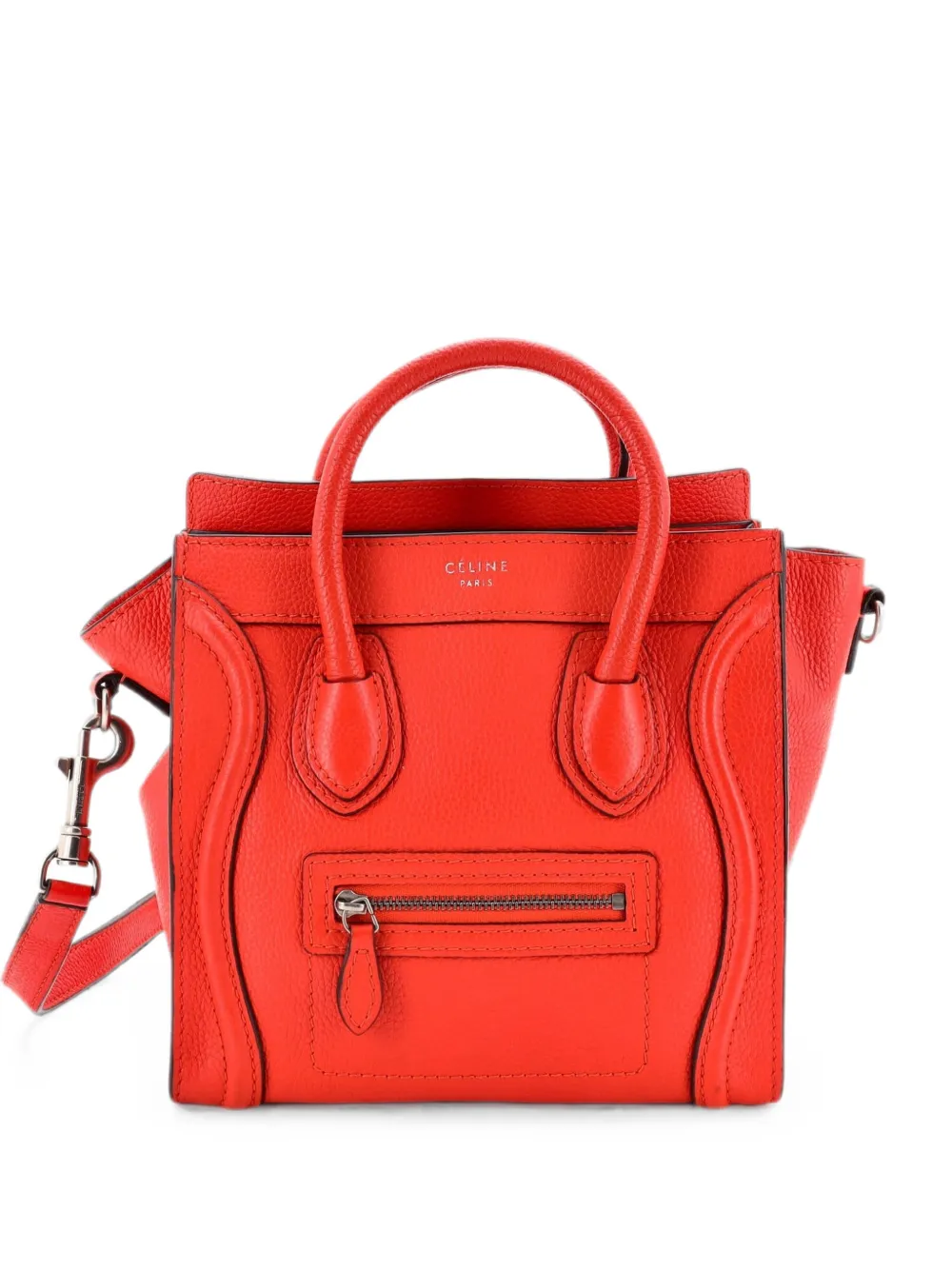 Celine Pre-Owned Luggage Bag Grainy Leather Nano crossbody bag - Red