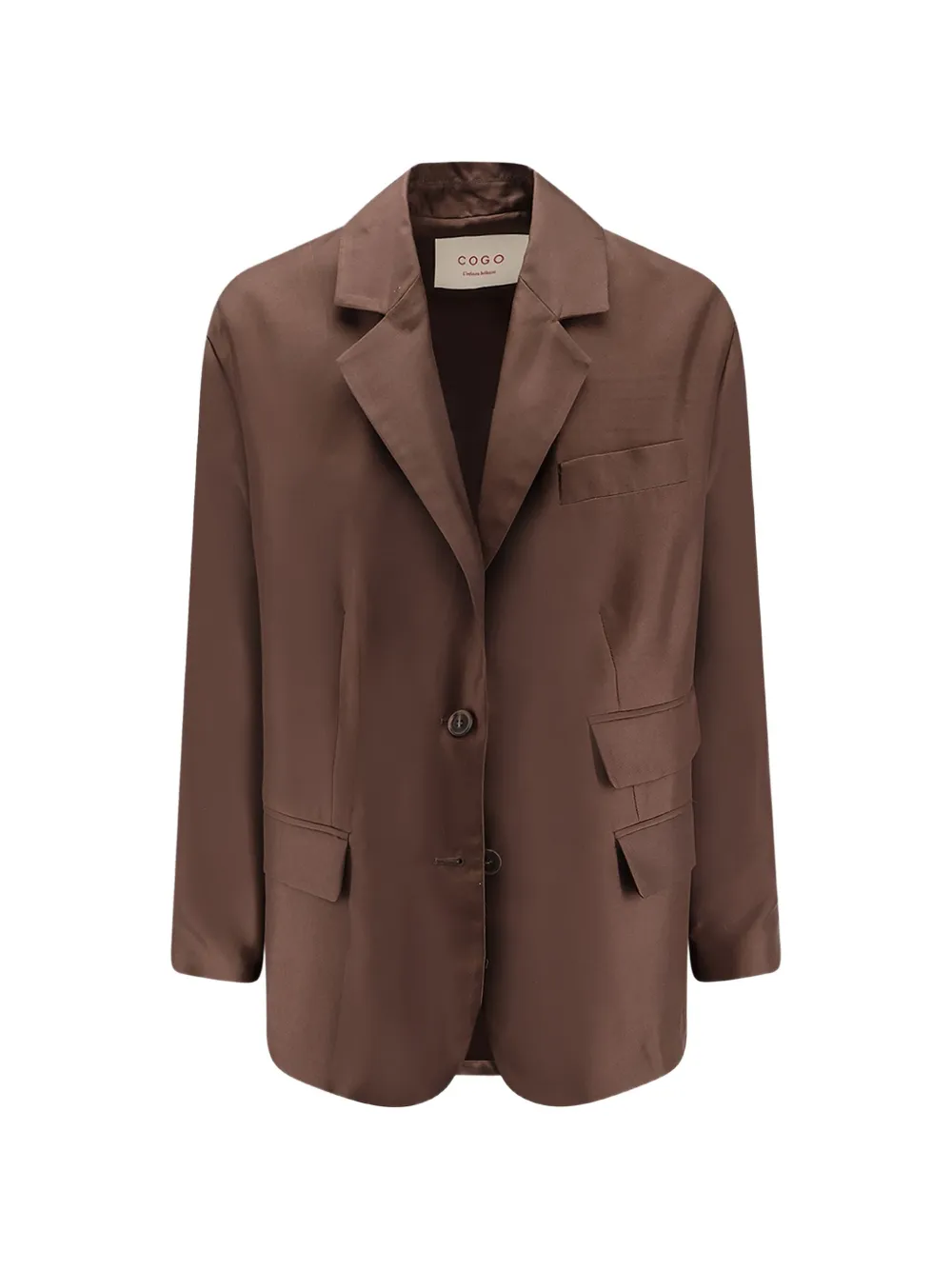 Co.go Loose-fit Silk Blazer In Brown