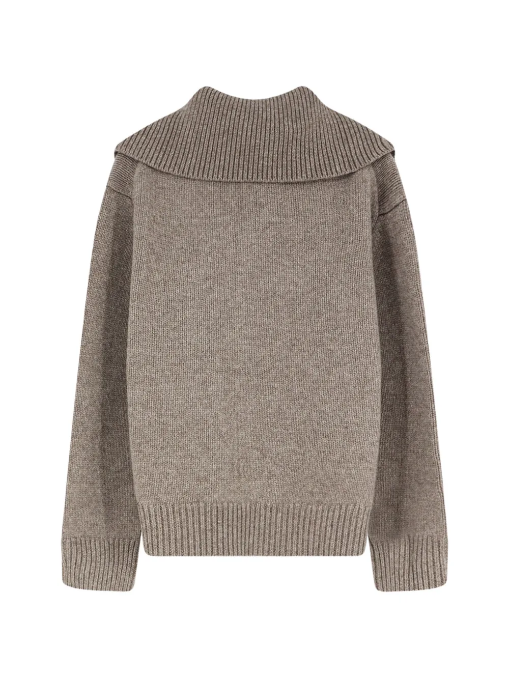 Studio Nicholson Orena trui met geribbelde kraag en knopenbies Beige