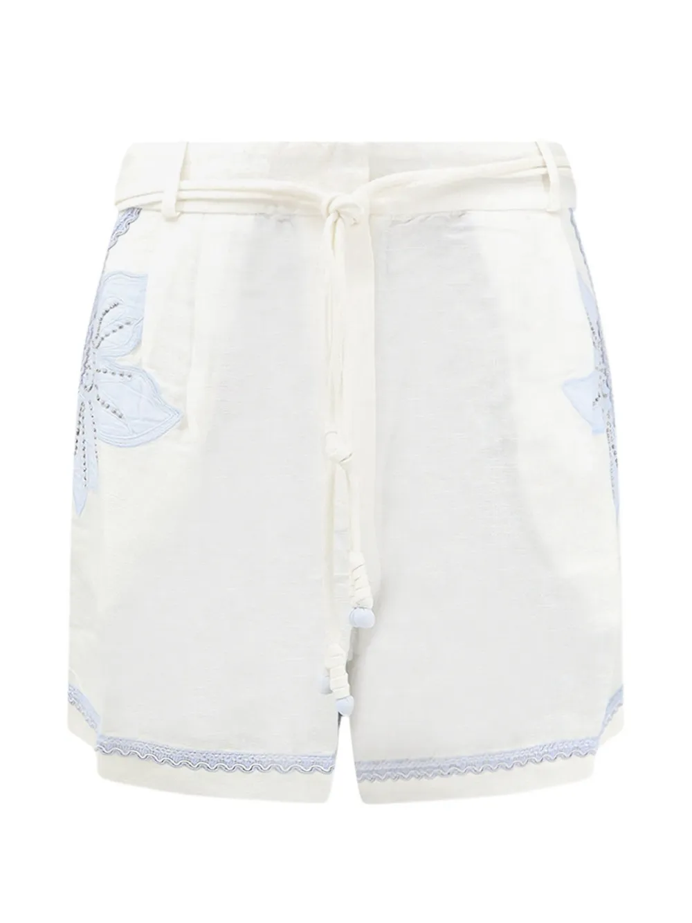 SCARLETT POPPIES Vareli floral-appliqué studded shorts - Toni neutri
