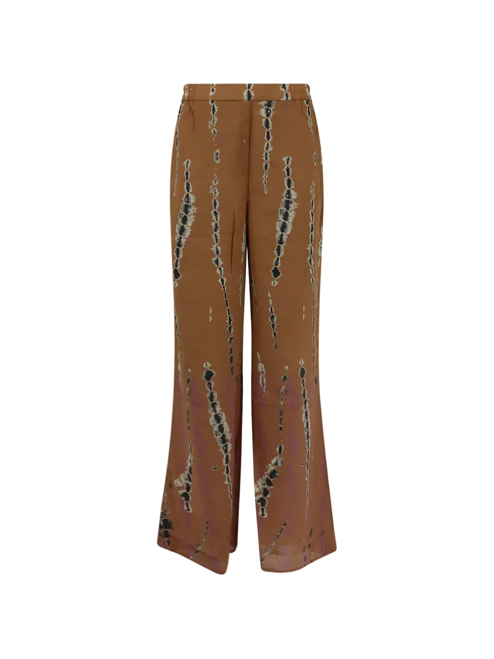 Mes Demoiselles Printed Silk Trousers In Brown