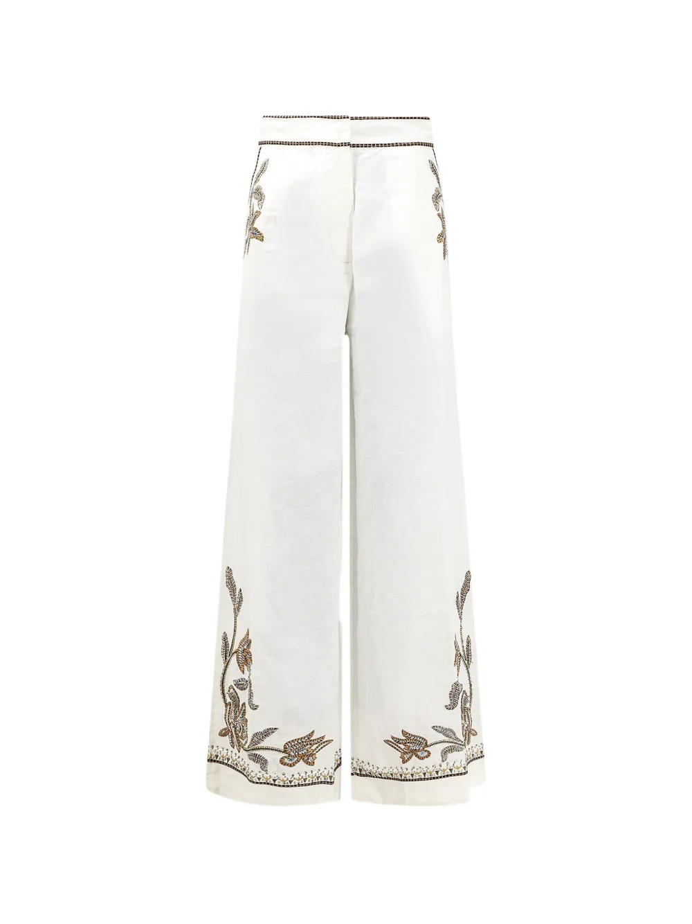 SCARLETT POPPIES Sorelle embroidered sequin-embellished trousers