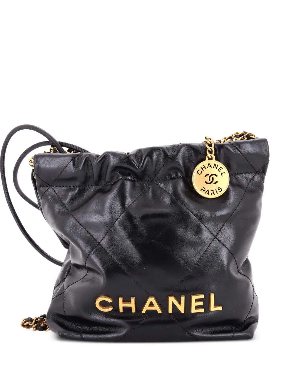 CHANEL Pre-Owned 22 Chain Hobo Quilted Calfskin Mini crossbody bag - Nero