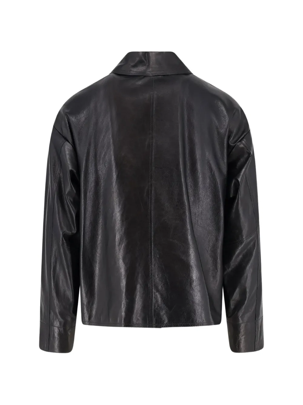 D Four Flap-pocket Leather Jacket In Black