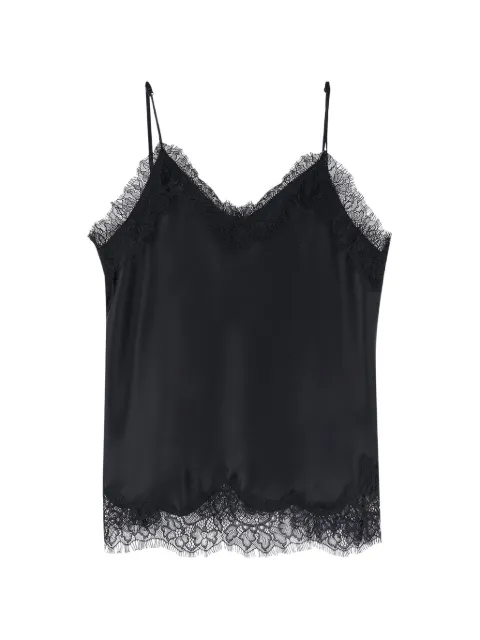 TONYWACK lace-trim satin top