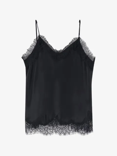 TONYWACK lace-trim satin top