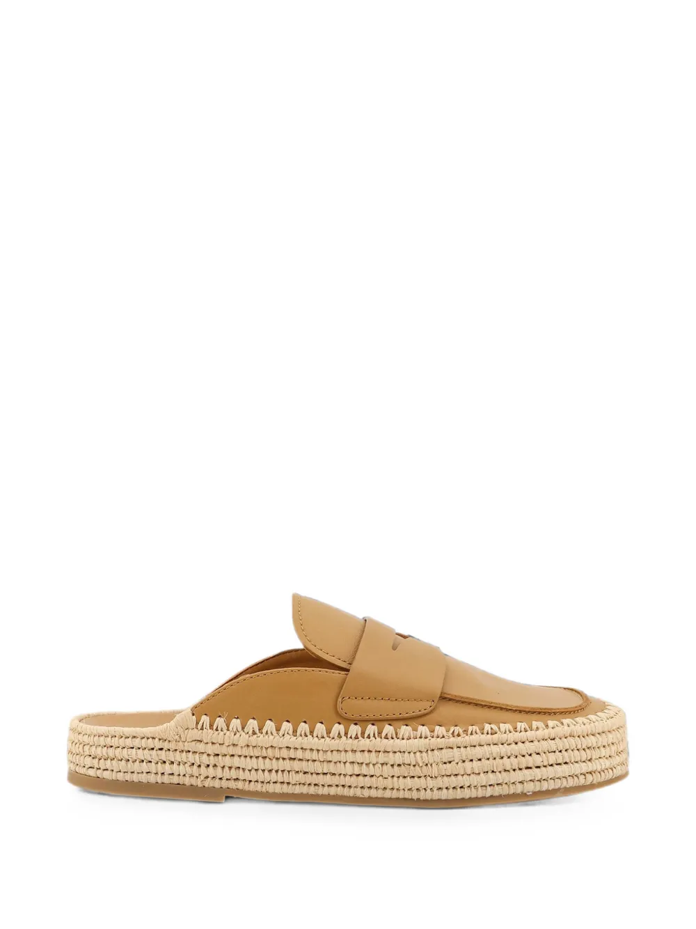 Paloma Barceló Belinda Calidis leather raffia flat mules Beige